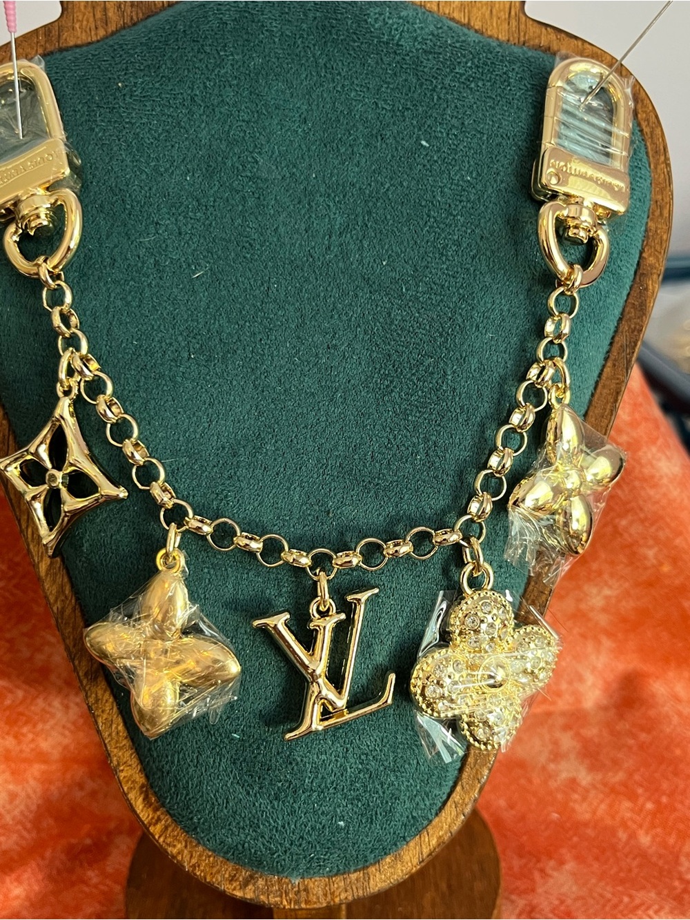 Upcycled L*V Women's Logo Bag Charm Chain - Gorgeous!!